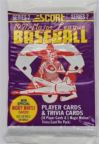 1991 Score Baseball Card Unopened Pack