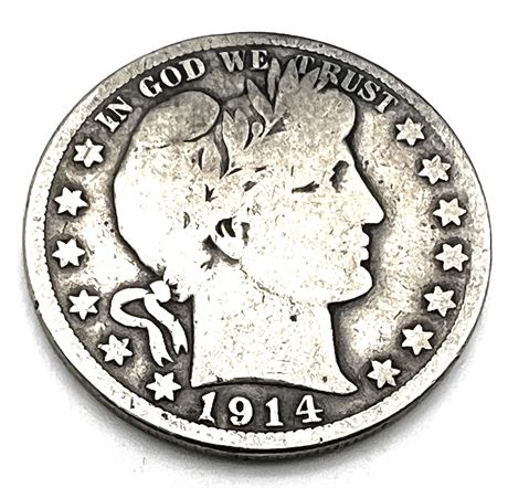 1914 S Silver Barber Half Dollar