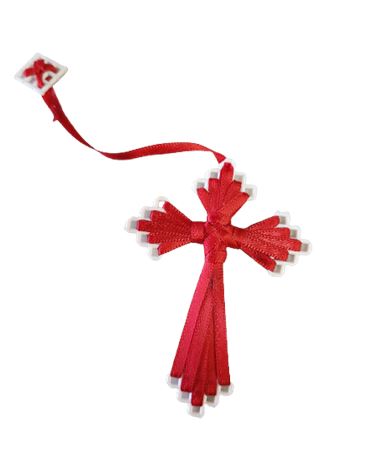 Handcrafted Red Ribbon Cross