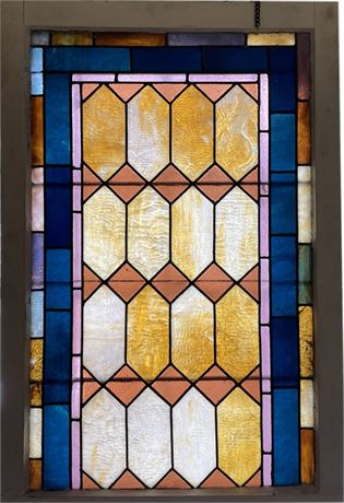 Antique Diamond Pattern Stained Glass Window