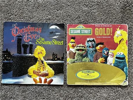 1977 and 1980 Sesame Street Record Album Lot Christmas Eve & Gold