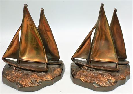 PMC metal sailboat bookends