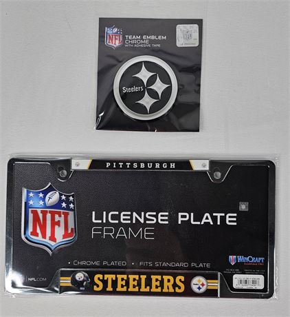 Pittsburgh Steelers Chrome Team Emblem & License Plate Frame