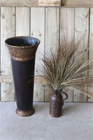 Vases with Artificial Grass Decor