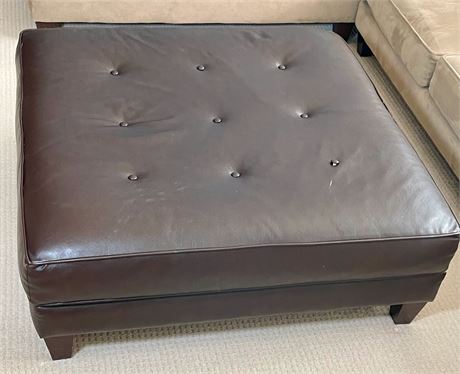 Leather Like Tufted Coffee Table with Removable Wood Tray