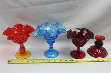 Fenton Thumbprint Ruffled Compotes and Hobnail Glassware