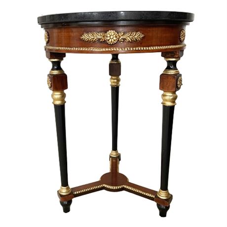 Contemporary Classic Round Marble Top Side Table