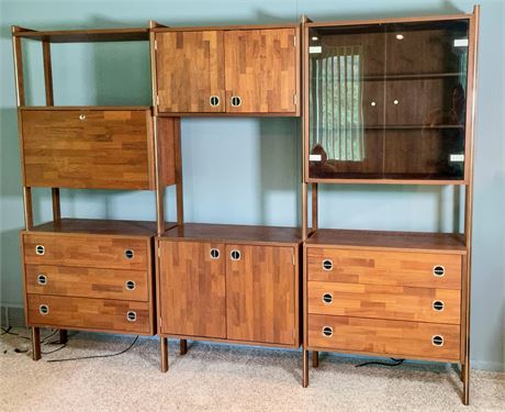 Vintage Freestanding Modular Wall Unit with Desk