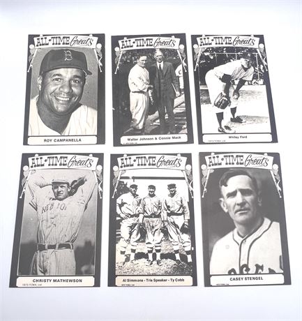 Lot of 7 All Time Greats Yogi Berra, Whitey Ford Post Cards
