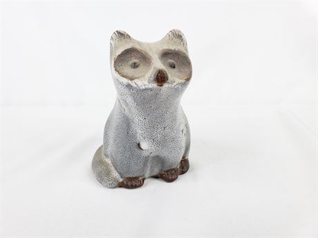 Pigeon Forge Pottery Raccoon Signed D. Ferguson