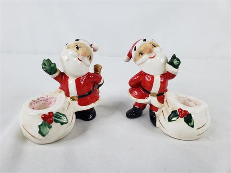 1958 Holt Howard Santa Clause Candle Holders