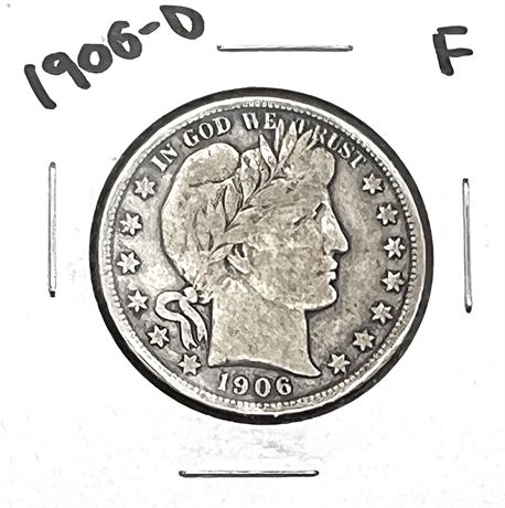 1906 D Silver Barber Half Dollar