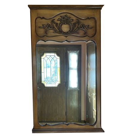 Vintage Wood Carved Frame Hall Mirror