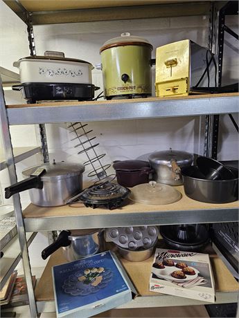 Shelf Contents - Pressure Cookers and Kitchen Items