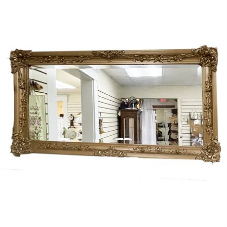 Antique Gilded and Carved Beveled Mirror