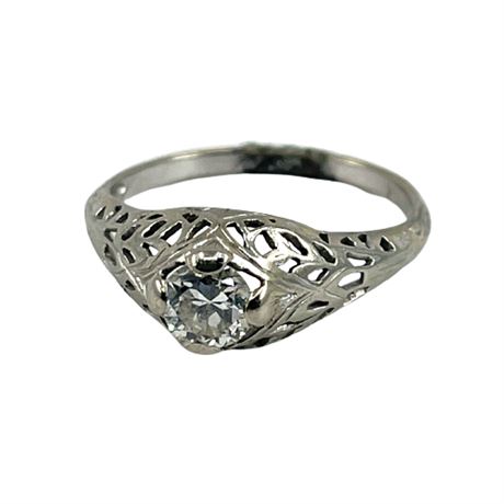 Vintage 14K White Gold Engagement Ring