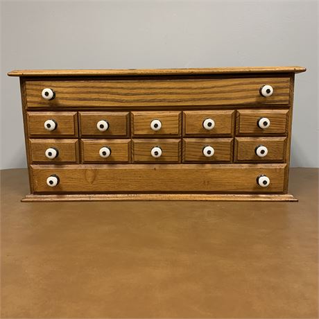 Large Solid Wood Tabletop Jewelry Box with Multiple Drawers