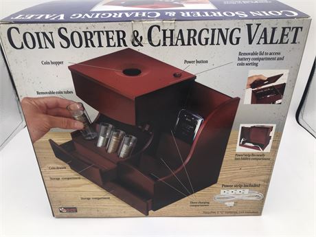 Coin sorter and charging valet