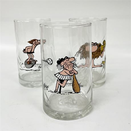 Arbys 1981 B C Ice Age Collector Series Glasses, Three (3)