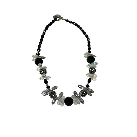 Clear and Black Faceted Bead Necklace