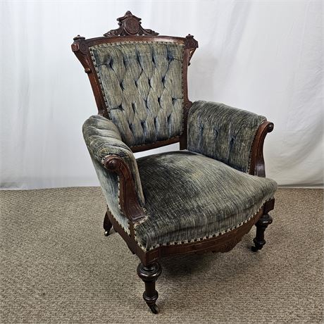 Antique Victorian Arm Chair On Casters