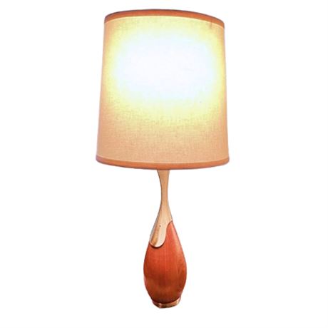 Mid-Century Modern Tony Paul-Style Walnut and Brass Table Lamp