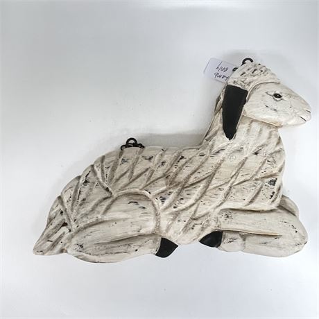 Carved Wood Lamb Post Sign With Chain