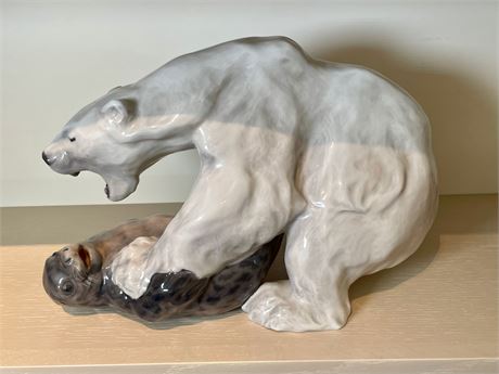 Royal Copenhagen Porcelain Polar Bear and Seal Figurine