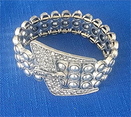 Bold silver tone cuff bracelet