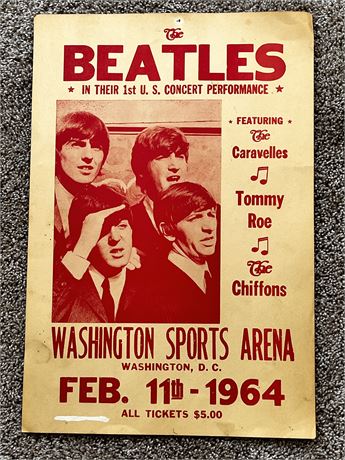 The Beatles First US Concert Poster 1964 Washington Sports Arena Beatles Concert