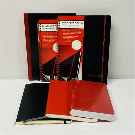 New Black and Red Ruled Notebooks and Journals Bundle