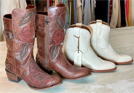 2 Pair of Ladies Tecovas and Lane Western Style Boots