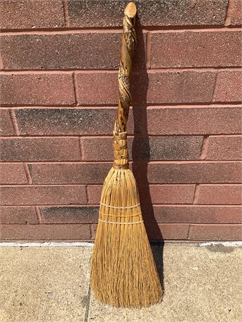 Carved Handle Hearth Broom