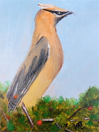 Chickadee oil painting