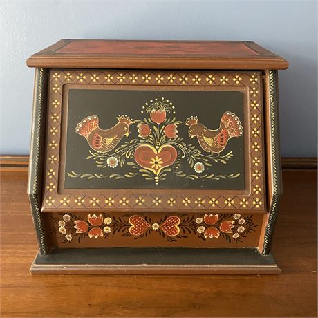 Hand Painted Country Style Bread Box