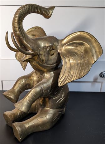 Vintage Brass Sitting Elephant 2