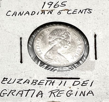 1965 Elizabeth II Canadian Five Cent