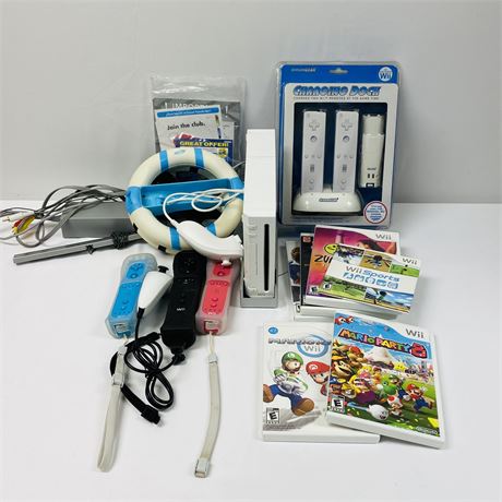 Large Wii Bundle w/ System, Remotes, Games and More