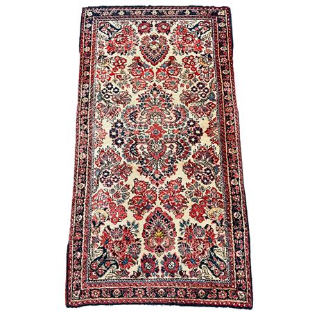Woven Throw Rug with Floral Design