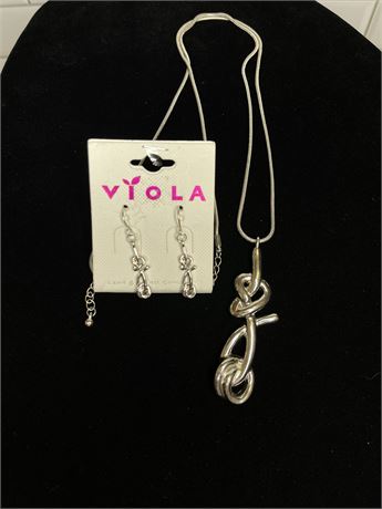Viola Sterling Silver Earrings and Necklace Set