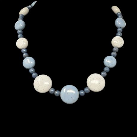 Denim Blue Vintage Bead Necklace
