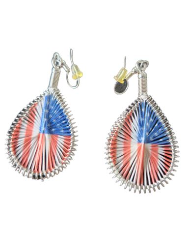 Silk Thread  Earrings Dangle Teardrop 4.4" USA  Colorful Free Shipping 2a13