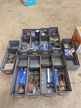 Automotive Bulbs and More in Steel Storage Drawers
