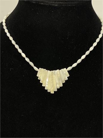 Mother of Pearl Bead and Paddle Choker Necklace