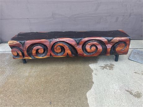 Handcarved wood Bench