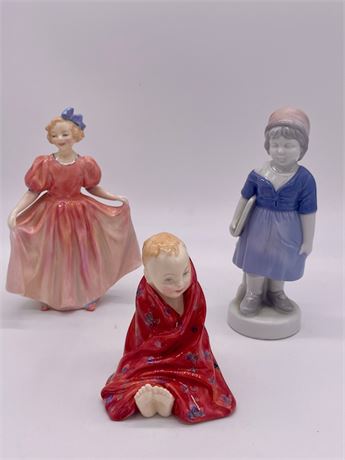 2 Royal Doulton Figurines and 1 German Figurine