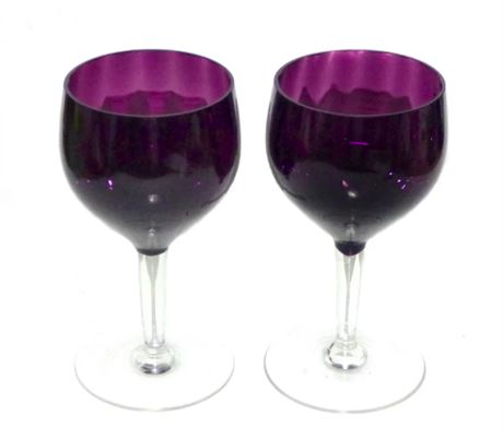 French Optic Wine Goblets Purple Color