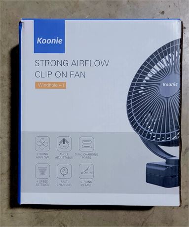 Still in box Koonie Strong Airflow Clip On Fan