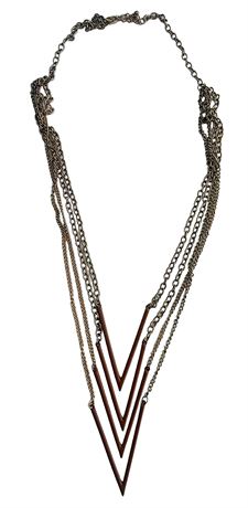 Cascading geometric multi strand necklace