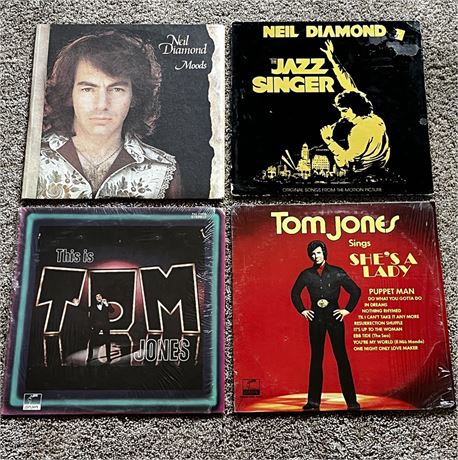 Neil Diamond and Tom Jones Vintage Record Album Lot